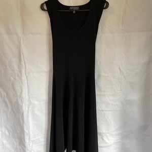 Black A-Line Midi Dress with Scoop Neck